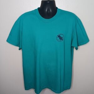 Vintage 90s WBA Basketball Adult XL T-shirt Single Stitch Tee Teal Hanes USA
